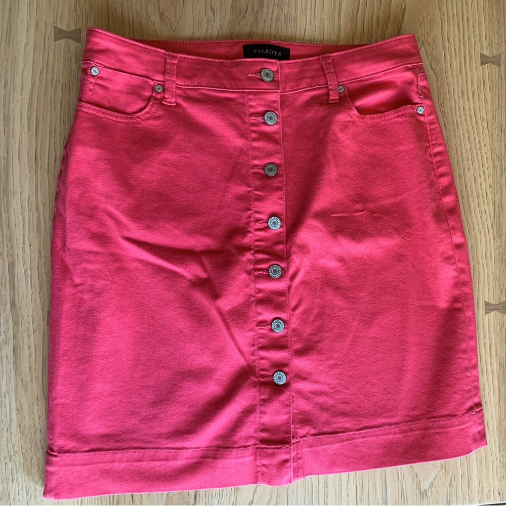 Talbots size 10 button down salmon colored skirt
